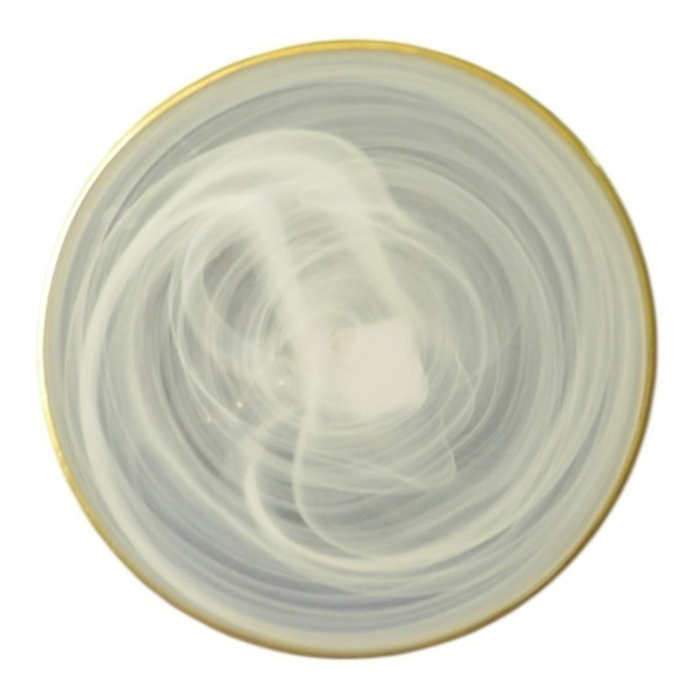 Vietri Crystal Alabaster White with Gold Trim Pattern Plate 10.5” ABS-5200W New